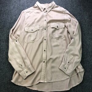 American Eagle Outfitters Womens Button Down Shirt L Boyfriend Fit Long Sleeve